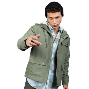 2025 Men's <b>Winter</b> Hip Hop Bomber Jacket with Turn-Down Hooded Collar and Zipper Closure OEM Service for Pattern Decoration - Product Image 1