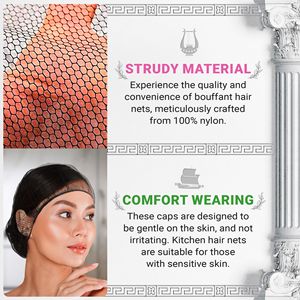 24 pollici nero monouso rete per capelli 1000 elastico in Nylon servizio di ristorazione Bouffant capelli medicali e chirurgici berretto da donna - Product Image 3
