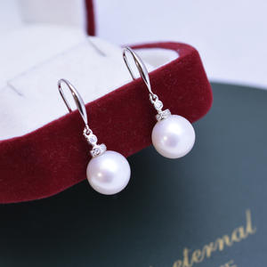 Boucles d'oreilles en perles d'eau douce blanches de 10-11 mm, lumière forte, pour femmes, minimalistes, argent S925 avec des défauts mineurs, fermeture à boucle - Product Image 4