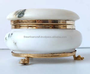 Joyero de mármol ecológico hecho a mano, diseño redondo pintado a mano para anillos y pendientes, almacenamiento elegante de Artisan Craft - Product Image 3