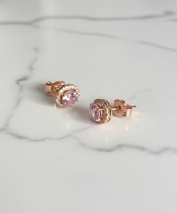 14KT Gold Natural Pink Sapphire & Diamonds Fine Jewelry Micro Pave Luxury Stud <b>Earrings</b> for Wedding Anniversary Party Gifts - Product Image 1