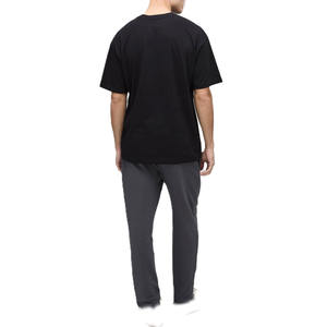 Camiseta de hombre al por mayor de marca privada, negra, de corte holgado, de algodón personalizado, con logotipo en el pecho, proveedor OEM al por mayor - Product Image 2