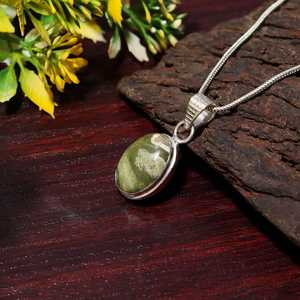 Vintage Engagement Natural Connemara Oval Marble Pendant Necklace 925 Sterling <b>Silver</b> Pendant Chain Handmade Gift for Women - Product Image 4
