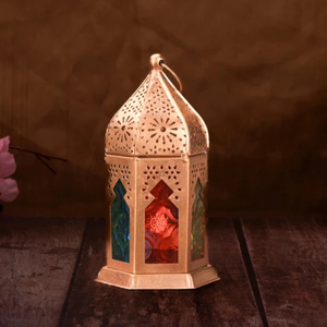 New Design Antique Gold Moroccan <b>Lantern</b> Vintage Hollowed Iron Wind <b>Lamp</b> For Ramadan Eid Mubarak Decor Handmade Metal Hanging - Product Image 6