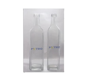 Bouteille en verre carrée vide de 1000 ml Marsca avec bouchon à vis, qualité alimentaire, pour huile d'olive, vinaigre, sauces, boissons, emballage réutilisable, approvisionnement en gros - Product Image 1