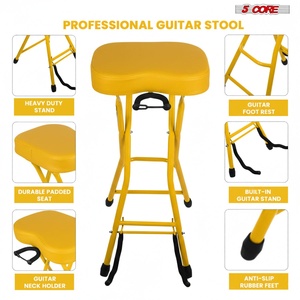 Tabouret de Guitare 5Core, Chaise Rembourrée Pliable de 3,15 po, Siège Musical Robuste avec Repose-Pieds Intégré, Support de Guitare - Product Image 2