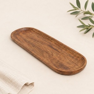 Ensemble de bols à condiments en bois d'acacia faits à la main avec plateau de service ovale et cuillères, service écologique pour la maison et la restauration - Product Image 4