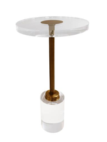 Acryl-Couchtisch Runder Teetisch Transparenter Acryl-Beistelltisch mit Goldfarbener Metallbasis Wohnzimmermöbel