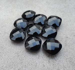 Onyx noir naturel, taille carrée, coussin, briolette, taille à carreaux, calibré, pierre précieuse en vrac pour bijoux - Product Image 6