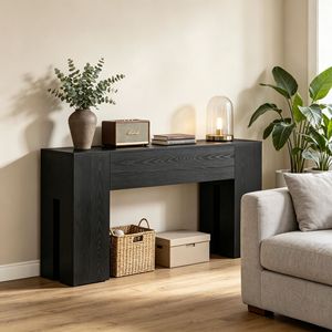 Tavolo Consolle Lungo in Teak Stile Industriale Moderno per Ingresso, Corridoio, Appartamento, Hotel - Tavolino Rustico in Marmo Stile Wabi-Sabi per Arredamento Casa - Product Image 6