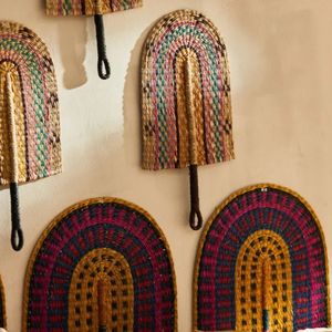 Ventilateur mural africain fait main, tissé, décoration murale naturelle bohème tribale pour salon, maison, hôtel - Product Image 5