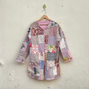 Veste d'hiver matelassée indienne faite à la main 100 % coton, écologique, anti-plis, respirante, séchage rapide, avec poche avant, coupe classique - Product Image 1