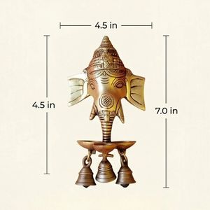Figura de Ganesha de Latón Chapado en Oro de Primera Calidad con Campanas, Quemador de Incienso, Decoración para el Hogar, Escultura de Arte Religioso - Product Image 5