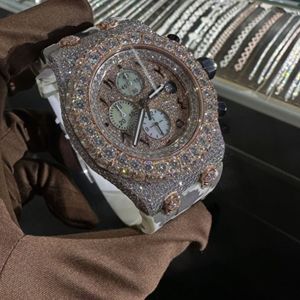 Reloj de Pulsera de Lujo para Hombre, Estilo Hip Hop, con Diamantes Cultivados en Laboratorio, Plateado y Dorado, Redondo, de Cuarzo, de Alta Calidad - Product Image 1