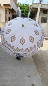 Parasol de jardin pliant en tube de fer à motif unique imprimé en relief, style bohème indien, parasol de plage, protection solaire pour patios, fait main - Product Image 4