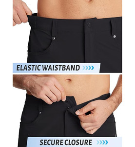 Shorts de sport décontractés pour hommes, en tissu éponge, séchage rapide, anti-plis, brodés, avec ourlet fendu, taille haute élastique, respirants et amples - Product Image 4