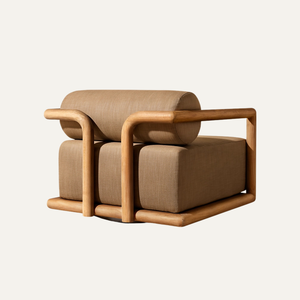 Fauteuil de salon moderne rembourré, structure en teck massif, fauteuil minimaliste pour la maison, l'hôtel, le café, meubles d'intérieur - Product Image 3