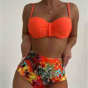 Smocked Fabric <b>Bikini</b> <b>Set</b> Stretchy Comfortable Women Swimsuit Textures Design Two Piece Bathing Suit For Beach Days - Product Image 5