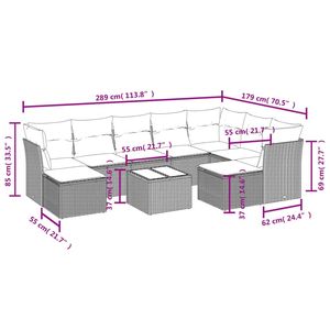 Grey Garden <b>Sofa</b> Set 8 Seater <b>Rattan</b> Outdoor Furniture Weather Resistant Contemporary Design - Product Image 3