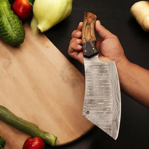 Brand New Edition Handmade Damascus Steel Raindrop Chef Cleaver Knife w/Exotic Wood Handle 12" Extra Sharp Kitchen Chopper Knife - Product Image 5