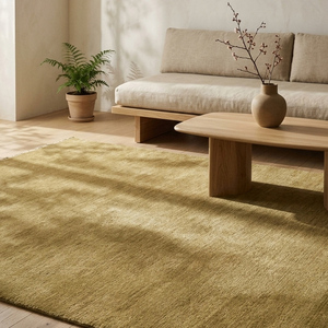 Tapis de salon et chambre à coucher en laine tuftée à la main de qualité supérieure, vert olive, antidérapant, moderne, texturé, pour une décoration rustique de la maison - Product Image 2