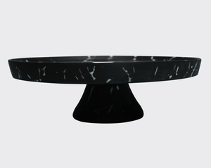Soporte para Pastel de Resina Negra Ecológica, Apto para Lavavajillas, Bandeja Redonda para Servir, Plato de Exhibición de Postres con Pedestal para Decoración del Hogar, Hotel o Villa - Product Image 1