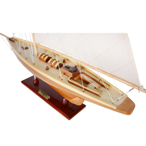 Modelo de Velero Pen Duick Pintado a Mano en Madera de Cedro, Modelo de Barco Vietnamita, Decoración Náutica, Suministros de Arte y Manualidades OMH, 72.4Lx12.7Wx80H Cm - Product Image 3