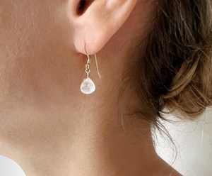 Heart Shape Moonstone Drop <b>Earrings</b> Silver Dainty Jewelry June Birthstone Rainbow Moonstone Handmade Gift for Women - Product Image 2