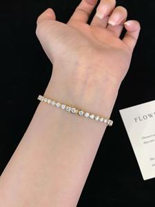 New Design <b>Solid</b> <b>Gold</b> Three-Prong Brilliant Cut Moissanite Hiphop Tennis Bracelet Chain <b>Gold</b> Filled Channel Setting Unisex - Product Image 4