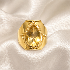 Natural Citrine Gemstone <b>Statement</b> <b>Ring</b> 925 Sterling Silver Handmade Pear Shape Boho Jewelry Gift for Women Men Christmas gift - Product Image 5