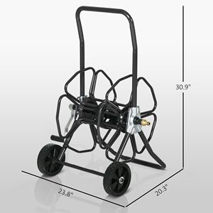 Carrello Porta Tubo in Acciaio da 30m/15m per Tubi da 5/8" Nero - Carrello Portatile per Tubo dell'Acqua (Tubo Non Incluso) - Product Image 3