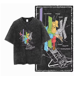 Camiseta negra de manga corta para hombre con estampado de astronauta en la luna, corte regular, cuello redondo, diseño informal de jersey de algodón - Product Image 5
