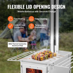 Stufa a legna portatile in acciaio inossidabile da 80 pollici per cucinare e riscaldare all'aperto focolare da 700 pollici con 8 tubi per camini per campeggio - Product Image 6