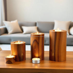 เชิงเทียนไม้อะคาเซียทรงกลมสุดหรู | ดีไซน์ทันสมัยทำด้วยมือ | การตกแต่งภายในที่ทันสมัยสำหรับโรงแรมสปาในบ้าน - Product Image 2