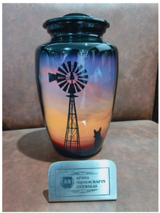 Adults Metal Windmill with <b>Dog</b> Cremation <b>Urn</b> American/European Style Funeral <b>Ashes</b> Storage <b>for</b> Human Use - Product Image 3