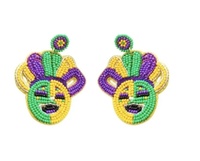 Boucles d'oreilles pendantes en forme de fleur de lys, ornées de perles et de strass, plaquées argent, style New-Orléans, pour festivals et soirées – Nouveauté très prisée