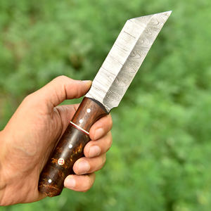 Couteau de chasse à lame fixe en acier Damas fait main, manche en bois, étui en cuir, couteau utilitaire pour bushcraft, camping, EDC, Skinner - Product Image 2