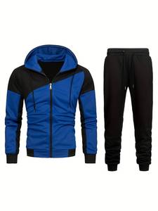 Ensemble de survêtement en molleton épais coupe ample et oversize à épaules tombantes, comprenant un sweat à capuche zippé et un pantalon de survêtement en molleton bouclette, noir - Product Image 5
