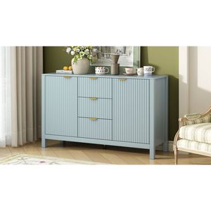U_STYLE Wave Design credenza 3 ripiani regolabili 3 cassetti porte Soft-Close maniglie in metallo disponibili 3 colori per soggiorno - Product Image 4