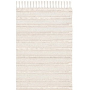 Striped Organic Cotton Flat Weave Jute <b>Rug</b> Rectangle <b>White</b> Scandinavian Style Washable Hallway <b>Rug</b> - Product Image 2