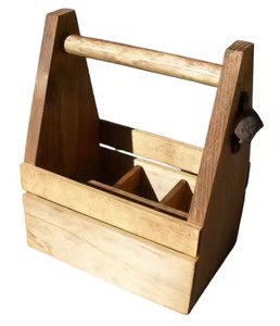 Wooden Caddy For <b>Kitchen</b> Home Hotel Table Top Decorative Use Wooden Utensils Holder Caddy In Black Flower Print Design - Product Image 3
