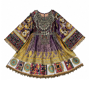 Traditional Indian Pakistani Salwar Kameez Women's Embroidered <b>Mirror</b> Work Dress Floor Length Loose Fit Afghan Kuchi Dress - Product Image 4