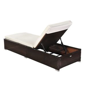 Lettino da Esterno in Rattan PE Marrone con Telaio in Alluminio per Piscina e Spiaggia - Product Image 3