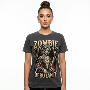 T-shirt pour femme de style vintage, Zombie Rockabilly, années 1950, graphisme d'horreur nocturne, style rétro Pin Up, t-shirt en coton personnalisé pour femmes - Product Image 4
