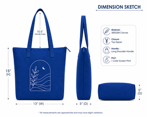 300GSM Solid Blue Canvas <b>Tote</b> Bag Large Capacity Eco Friendly Reusable Shopping Bag Custom Logo <b>Zip</b> Closure Heavy Duty Wholesale - Product Image 3