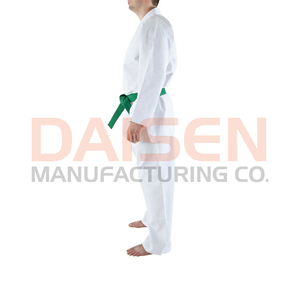 Uniforme de Karate Blanco para Niños con Cinturón Verde, Ropa de Artes Marciales de Algodón Resistente, Talla Infantil, Corte Regular - Product Image 2