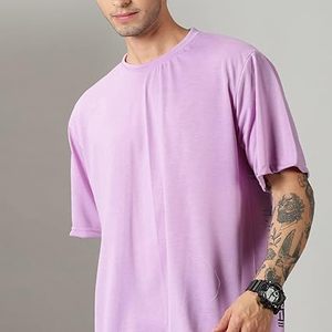 Camiseta Oversize de Hombre de Color Liso, Esencial de Verano, de Alta Densidad, Tejido Liso Teñido, Cuello Redondo, Corte Holgado, Venta al por Mayor - Product Image 1
