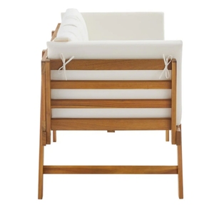 Canapé moderne d'extérieur 3 places en bois d'acacia avec coussins crème Caractéristique durable pour les hôtels Poolside Villas Fabricant du Vietnam - Product Image 4