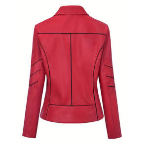 Chaqueta de Cuero Genuino Estilo Motociclista, Proveedor Personalizado, Chaquetas de Cuero para Mujer, Cómodas y Transpirables - Product Image 2