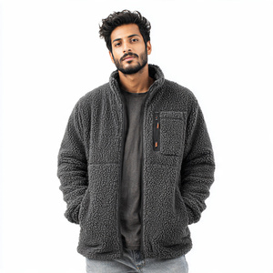Chaqueta Sherpa para Hombre con Cuello Vuelto, Cremallera Completa, Bolsillos en el Pecho, Diseño Patchwork, OEM, para Invierno - Product Image 4